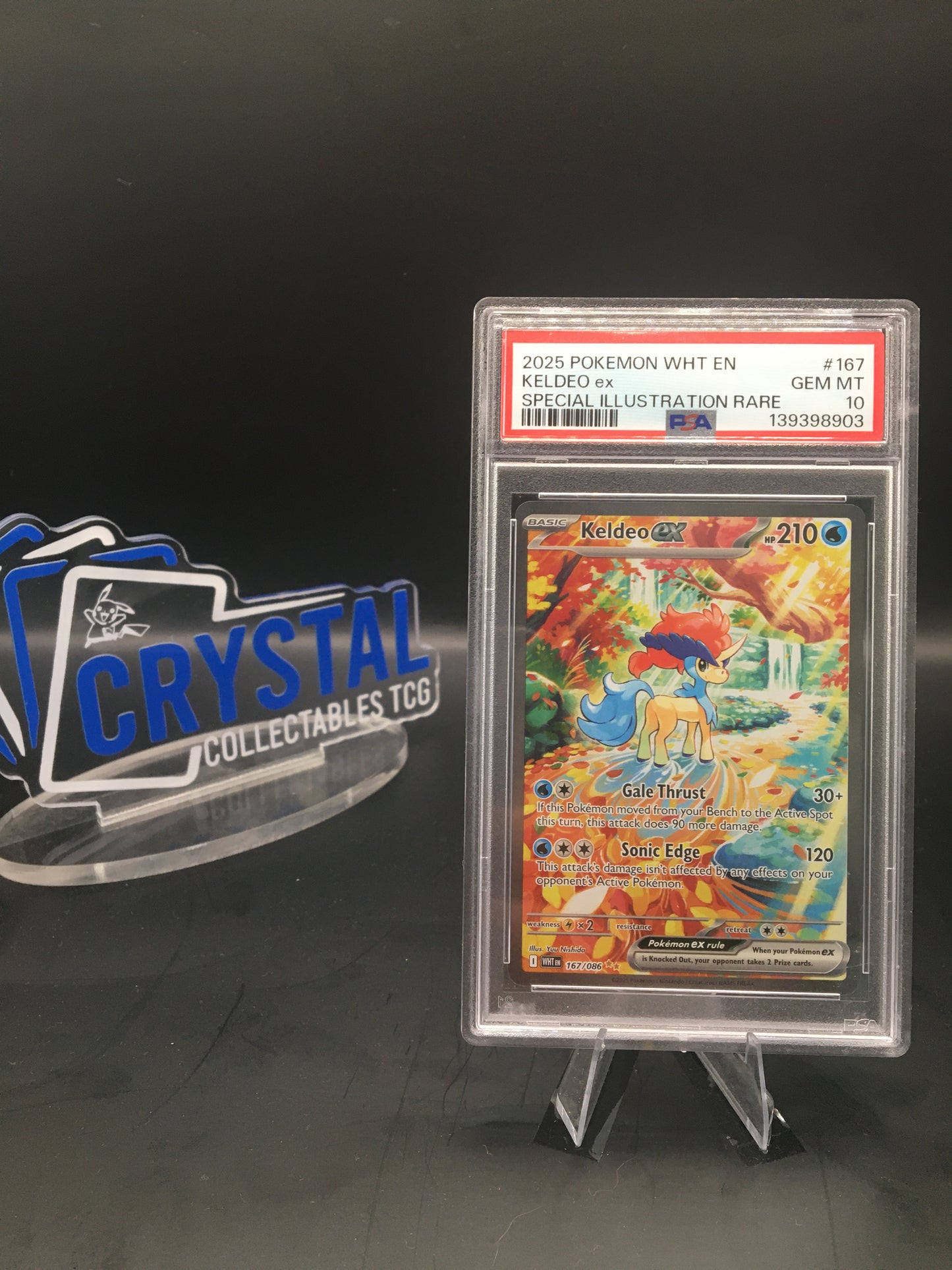 2025 POKEMON WHT EN-WHITE FLARE SPECIAL ILLUSTRATION RARE #167 KELDEO EX PSA 10