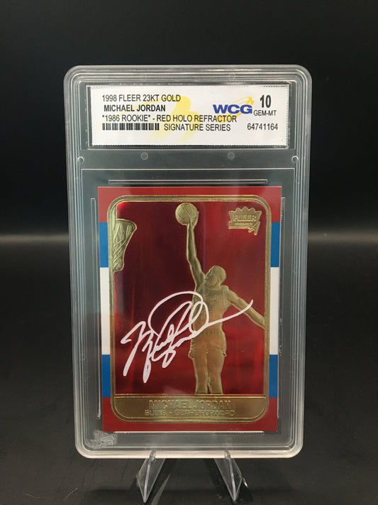 Fleer 1998 23KT Gold Michael Jordan Red Holo Refractor Signature Series WCG 10