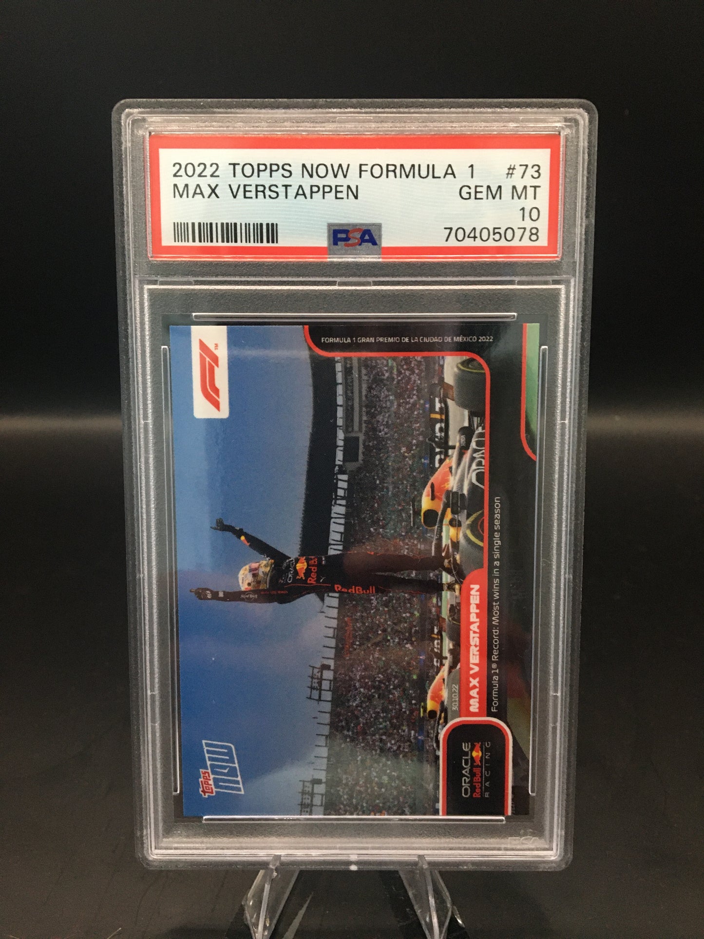 2022 Topps Now F1 Max Verstappen #73 PSA 10
