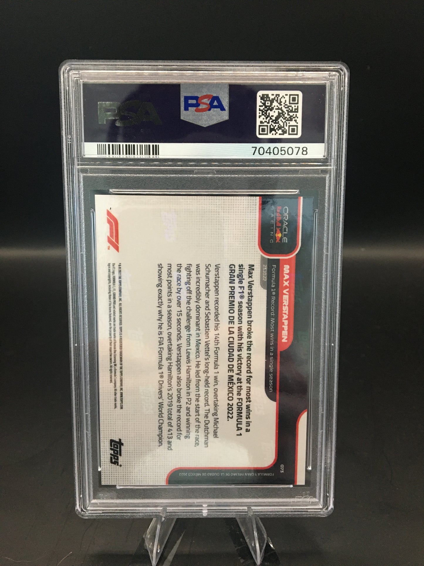 2022 Topps Now F1 Max Verstappen #73 PSA 10