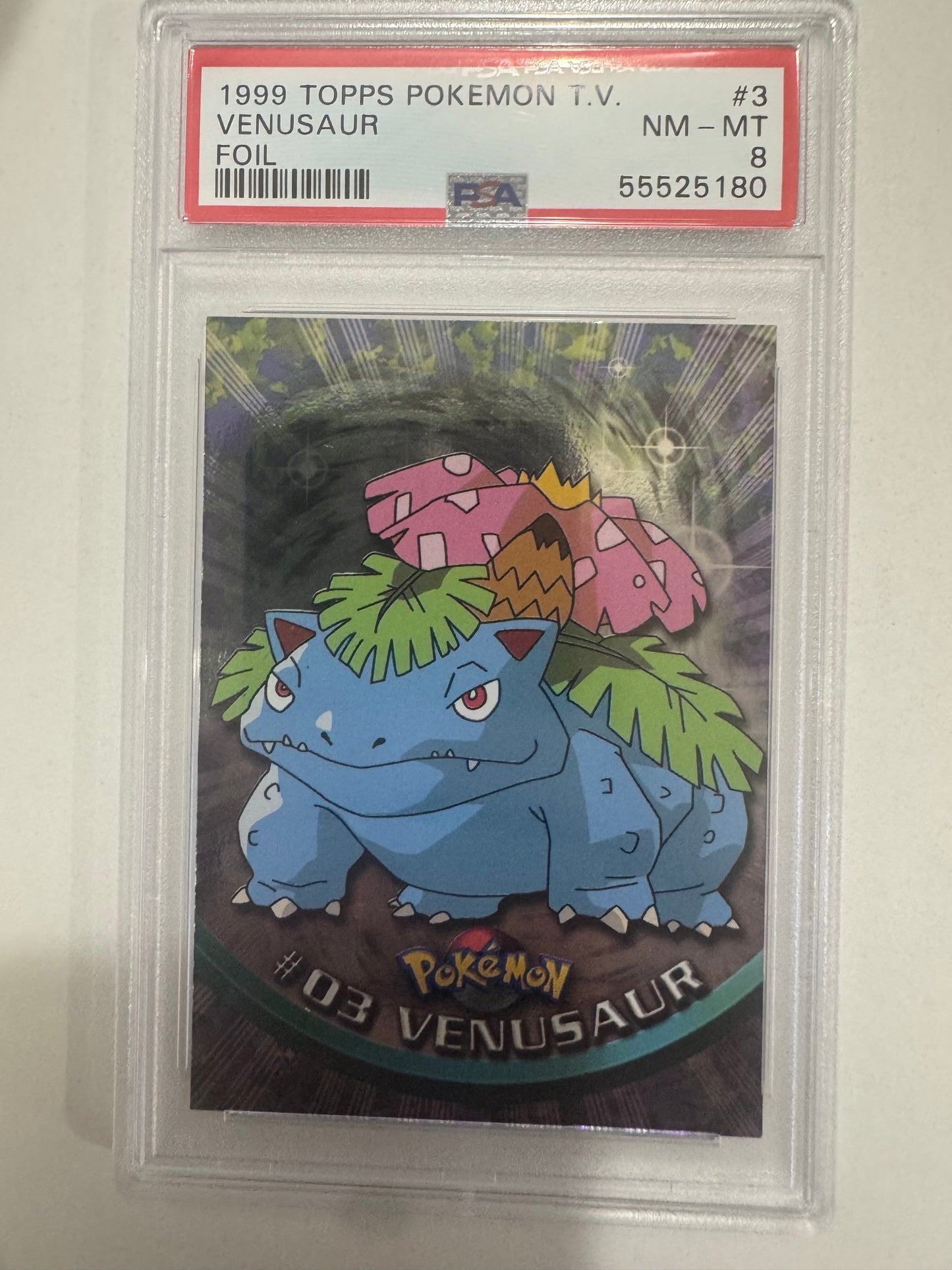 1999 Topps Pokémon T.V. #3 Venusaur Foil PSA 8 NM-MT