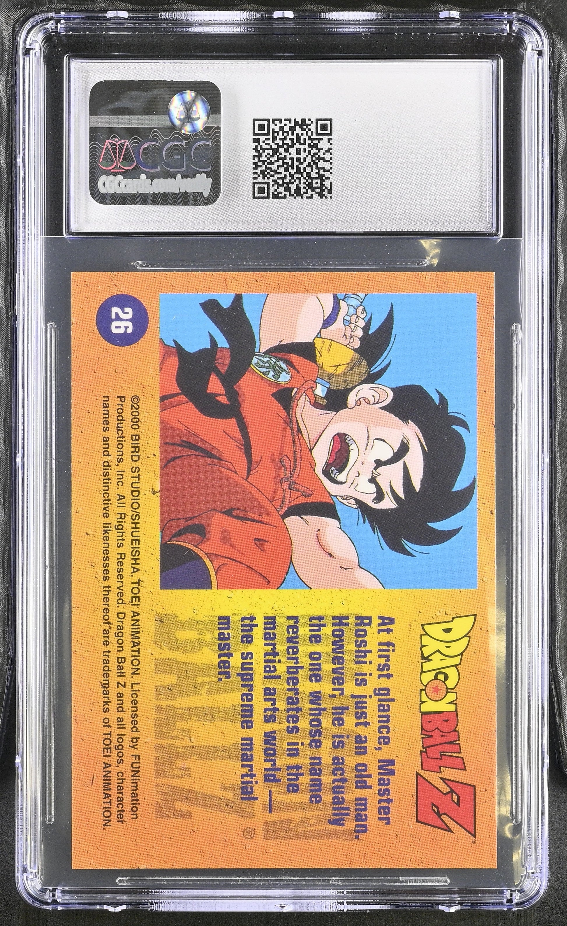 At First Glance Master Roshi CGC 9 MINT Dragon Ball Z Chromium Artbox #26 - Back (CGC Slab)