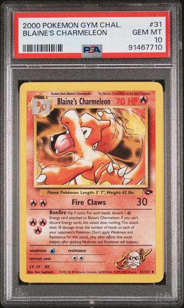 PSA 10 2000 POKEMON GYM CHALLENGE #31 BLAINE'S CHARMELEON