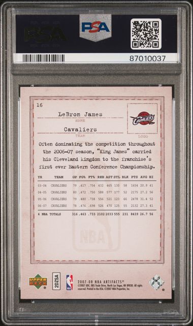 POP 39 2007 UD Artifacts LeBron James #16 PSA 10 GEM MT