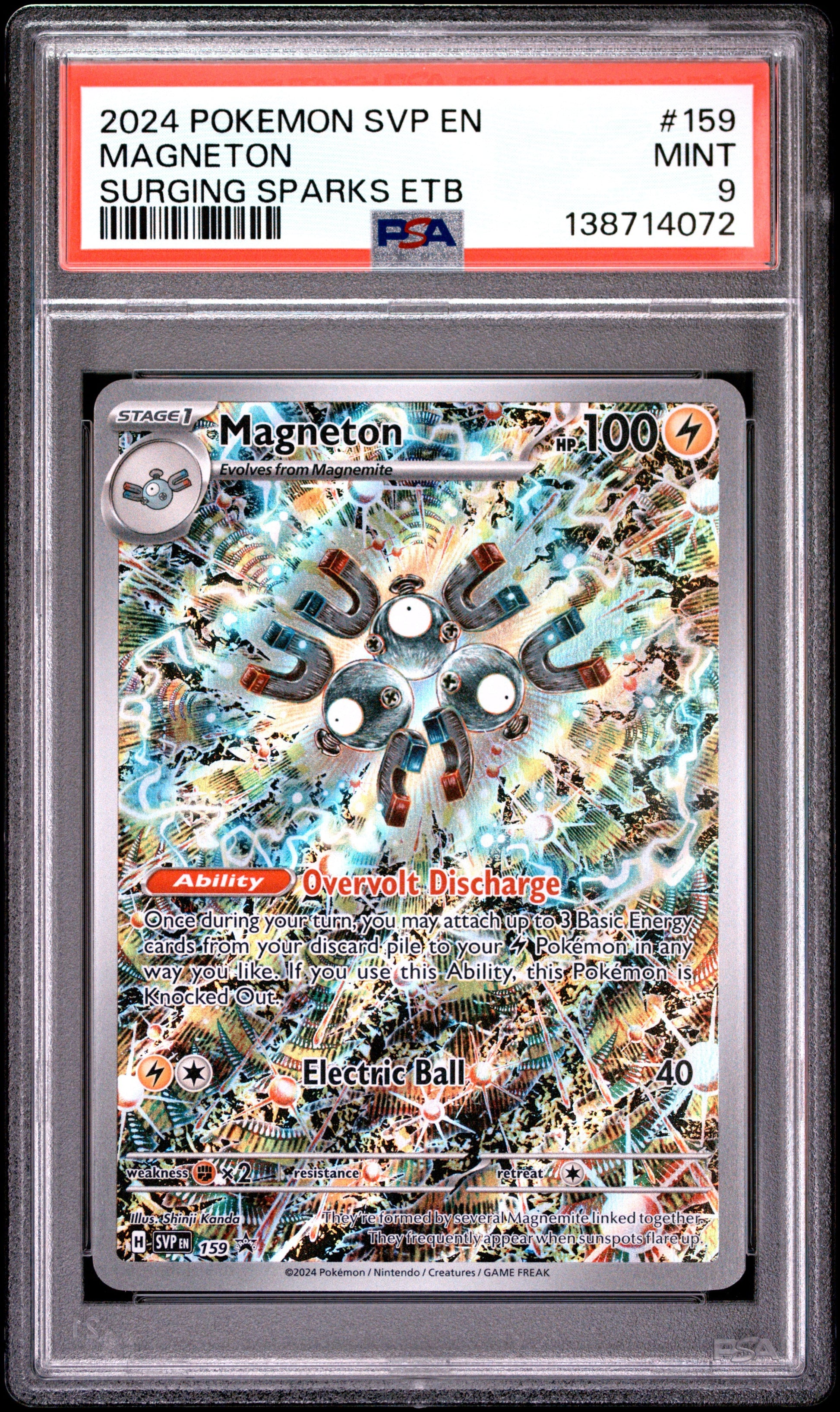 Magneton PSA 9 MINT Surging Sparks ETB Promo #159 - Front