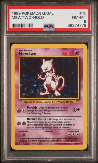 Mewtwo - 1999 Pokémon Base Set Holo No. 10 PSA 8 NM-MT