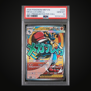 Mega Lucario ex MEP 033 Promo — PSA 10 Gem Mint (Ascended Heroes Premium Poster Collection) #161041420
