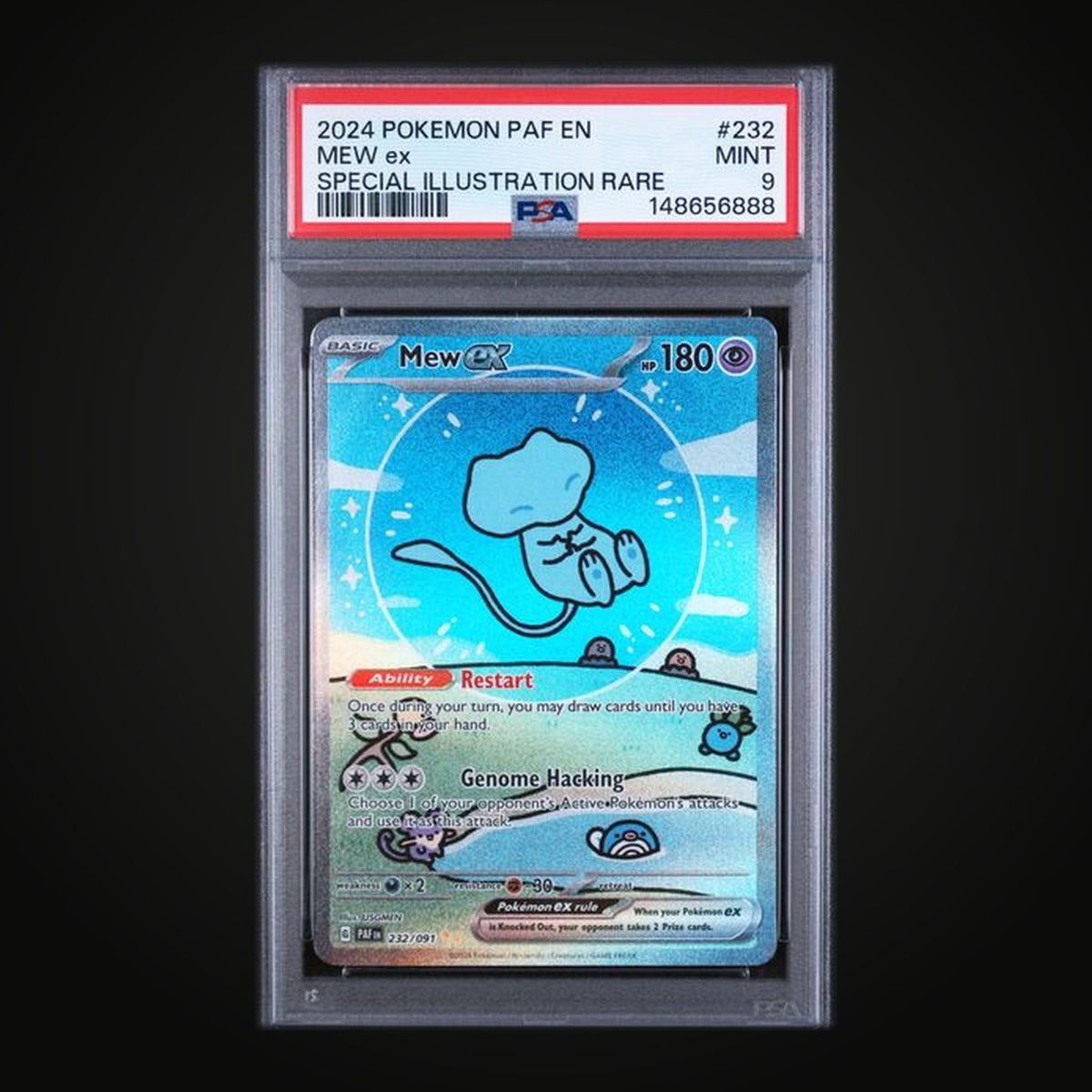 Mew ex 232/091 Special Illustration Rare — PSA 9 Mint (Paldean Fates)