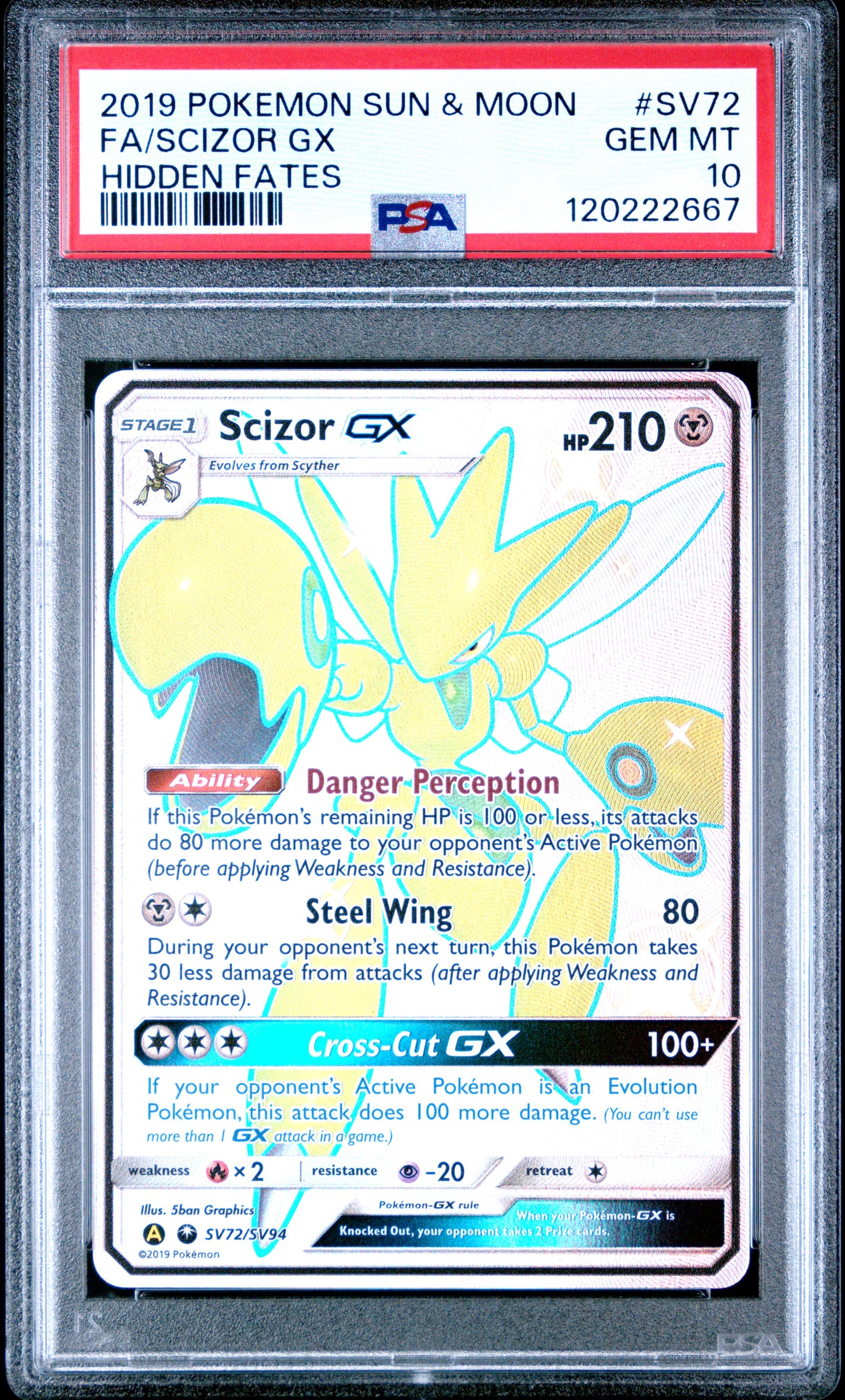 Scizor GX Full Art PSA 10 - Front (Hidden Fates #SV72)