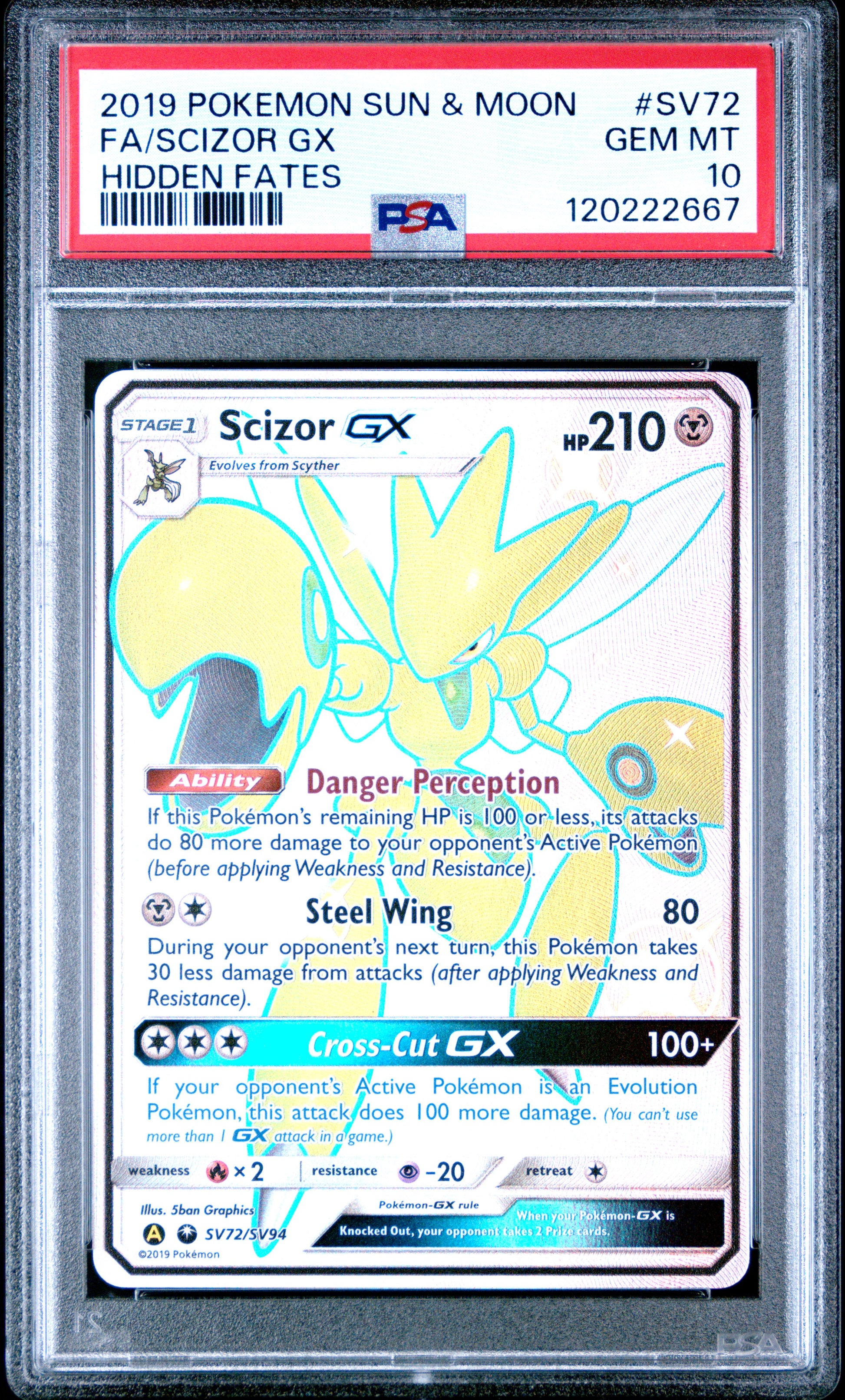 Scizor GX Full Art PSA 10 - Front (Hidden Fates #SV72)