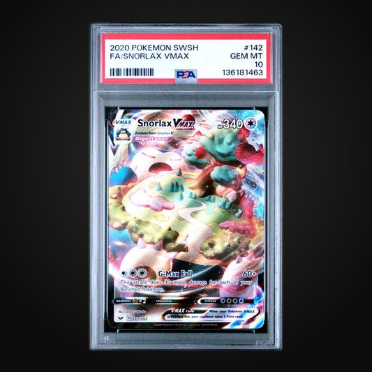 Snorlax VMAX 142/202 Full Art — PSA 10 Gem Mint (Sword & Shield Base Set)