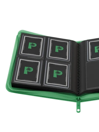 Palms Off Gaming | Collector's Series Top Loader Zip Binder - 4 Pocket - Green
