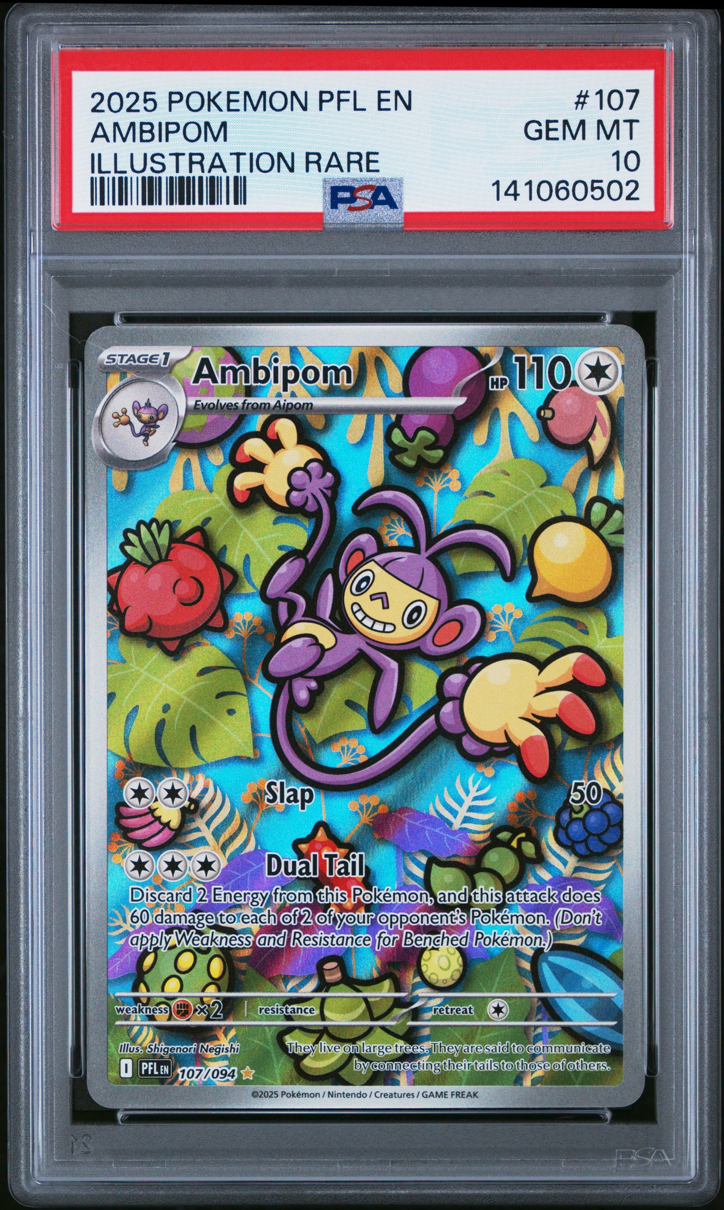 Ambipom #107/094 Illustration Rare PSA 10 GEM MT – 2025 Pokémon PFL EN