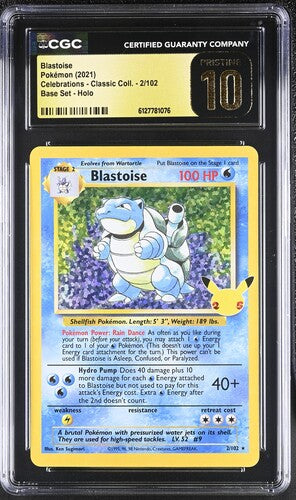 CGC PRISTINE 10 | Blastoise Celebrations (2021) - Classic Collection 2/102 - Base Set Holo