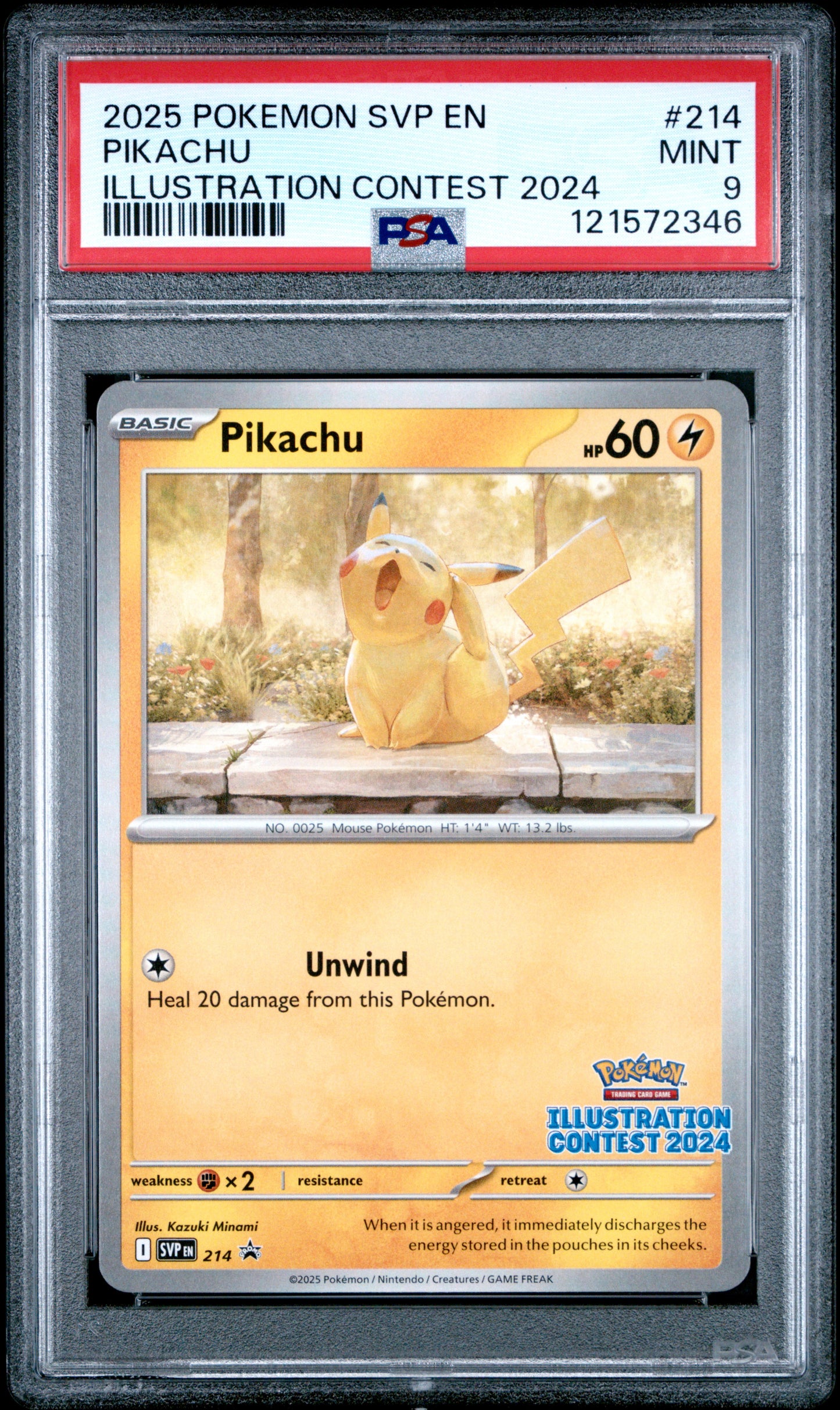 Pikachu - SVP EN 214 - PSA 9 MINT - Illustration Contest 2024
