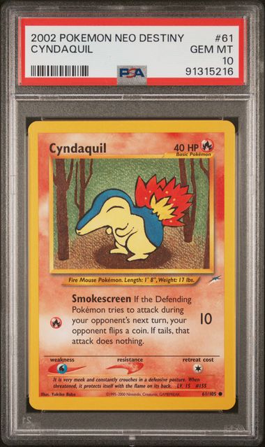 PSA 10 2002 POKEMON NEO DESTINY #61 CYNDAQUIL
