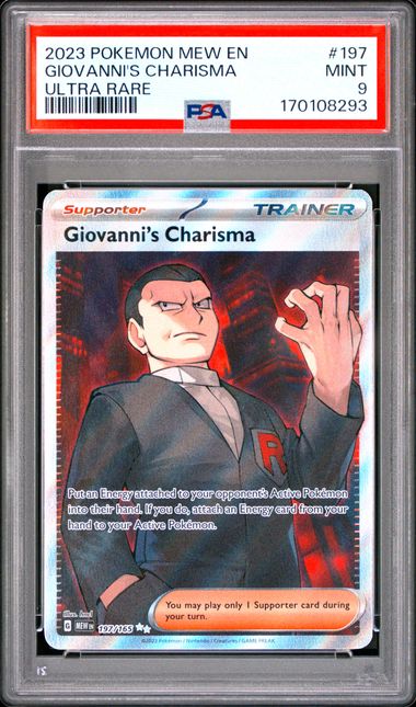Giovanni's Charisma - 2023 Pokemon Mew EN #197/165 Ultra Rare - PSA 9 MINT
