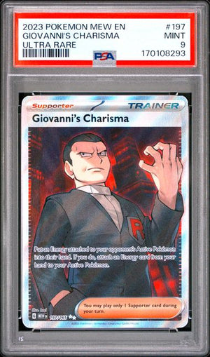 Giovanni's Charisma - 2023 Pokemon Mew EN #197/165 Ultra Rare - PSA 9 MINT