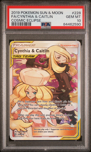 Cynthia & Caitlin #228 FA Pokemon Cosmic Eclipse PSA 10