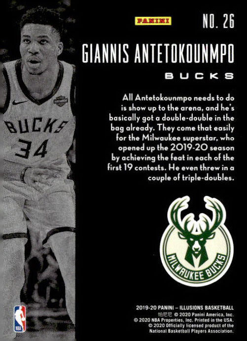 Giannis Antetokounmpo 2019-20 Panini Illusions #26 Milwaukee Bucks
