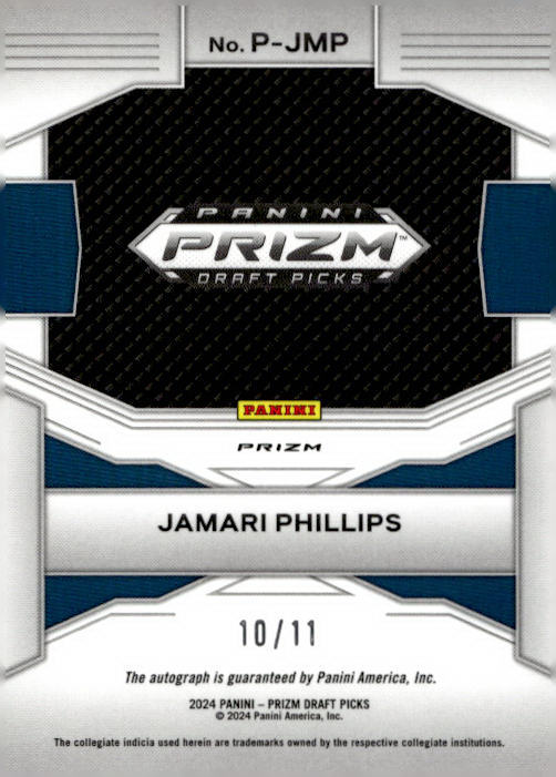 Jamari Phillips 2024 Panini Prizm Draft Picks Penmanship Autograph #P-JMP /11