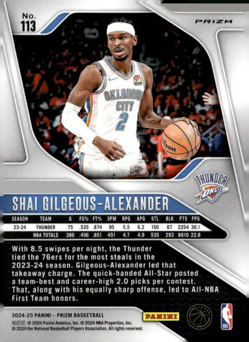 Shai Gilgeous-Alexander 2024-25 Panini Prizm Basketball #113 Green - Oklahoma City Thunder