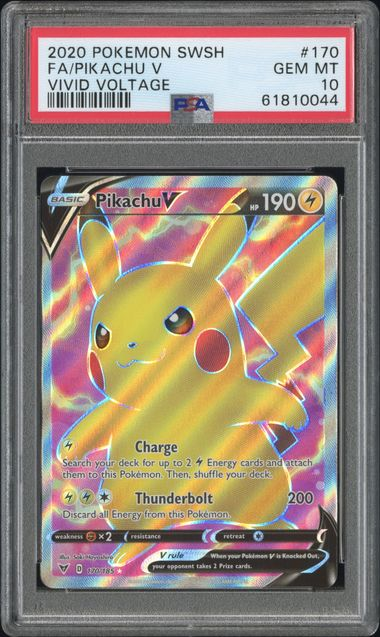 2020 Pokémon Sword & Shield Vivid Voltage Pikachu V Full Art #170 PSA 10