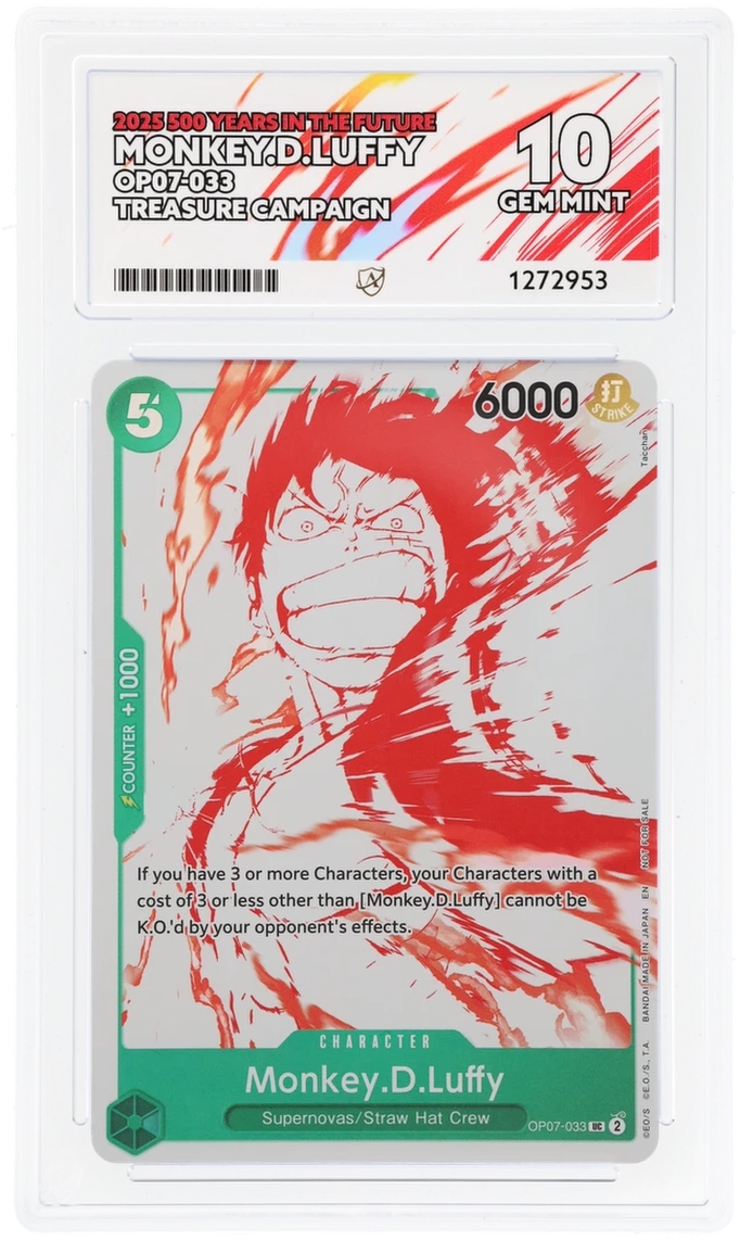 Monkey.D.Luffy ACE 10 Gem Mint - OP07-033 Treasure Campaign EN