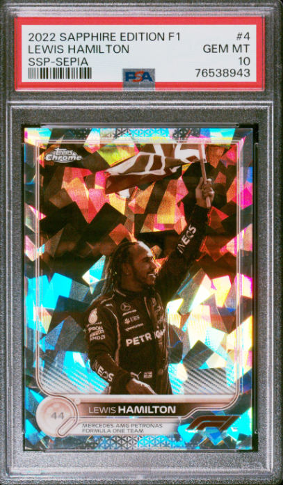 2022 Topps Chrome Sapphire Edition F1 #4 Lewis Hamilton SSP-Sepia PSA 10 Gem MT