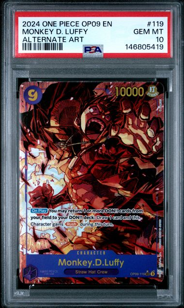 2024 One Piece OP09 EN #119 Monkey D. Luffy Alternate Art PSA 10 GEM MT