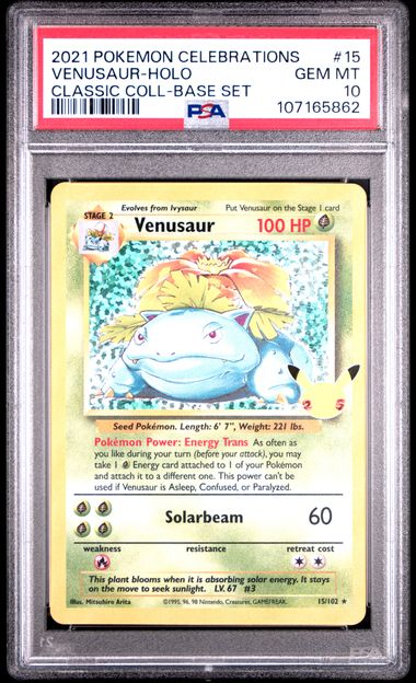 2021 Pokémon Celebrations Venusaur Holo #15 - Classic Collection Base Set PSA 10