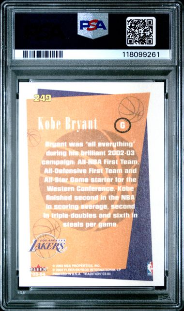 POP 53 2003 Fleer Tradition Kobe Bryant #249 PSA GEM MT 10
