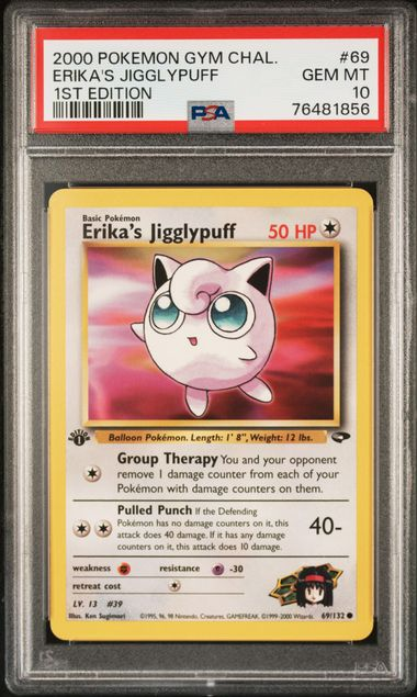 PSA 10 2000 POKEMON GYM CHALLENGE #69 ERIKA'S JIGGLYPUFF 1ST EDITION