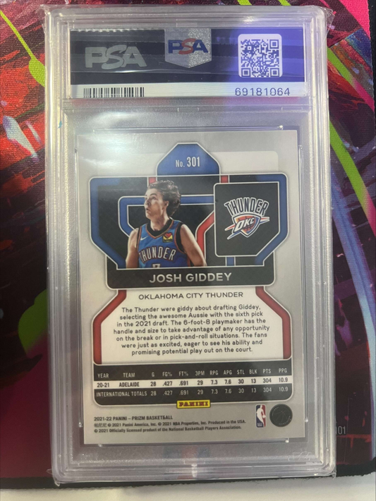 2021 Panini Prizm #301 Josh Giddey RC PSA 10 GEM MT