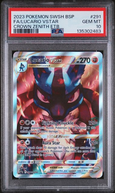 2023 Pokémon SWSH BSP Lucario VSTAR #291 PSA 10 Gem MT - Crown Zenith ETB