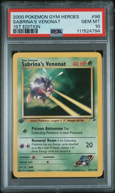 PSA 10 2000 POKEMON GYM HEROES #96 SABRINA'S VENONAT 1ST EDITION