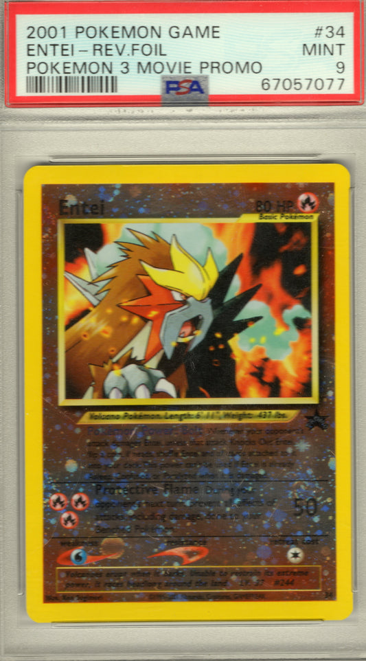 2001 Pokemon Entei Reverse Foil #34 Pokemon 3 Movie Promo PSA 9 MINT - Cert 67057077