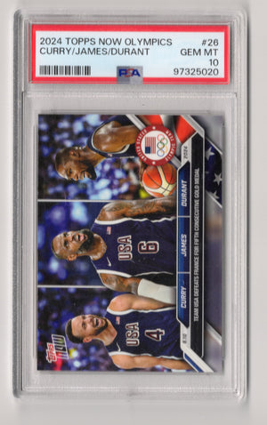 2024 Topps Now Olympics #26 Curry/James/Durant PSA 10 GEM MT