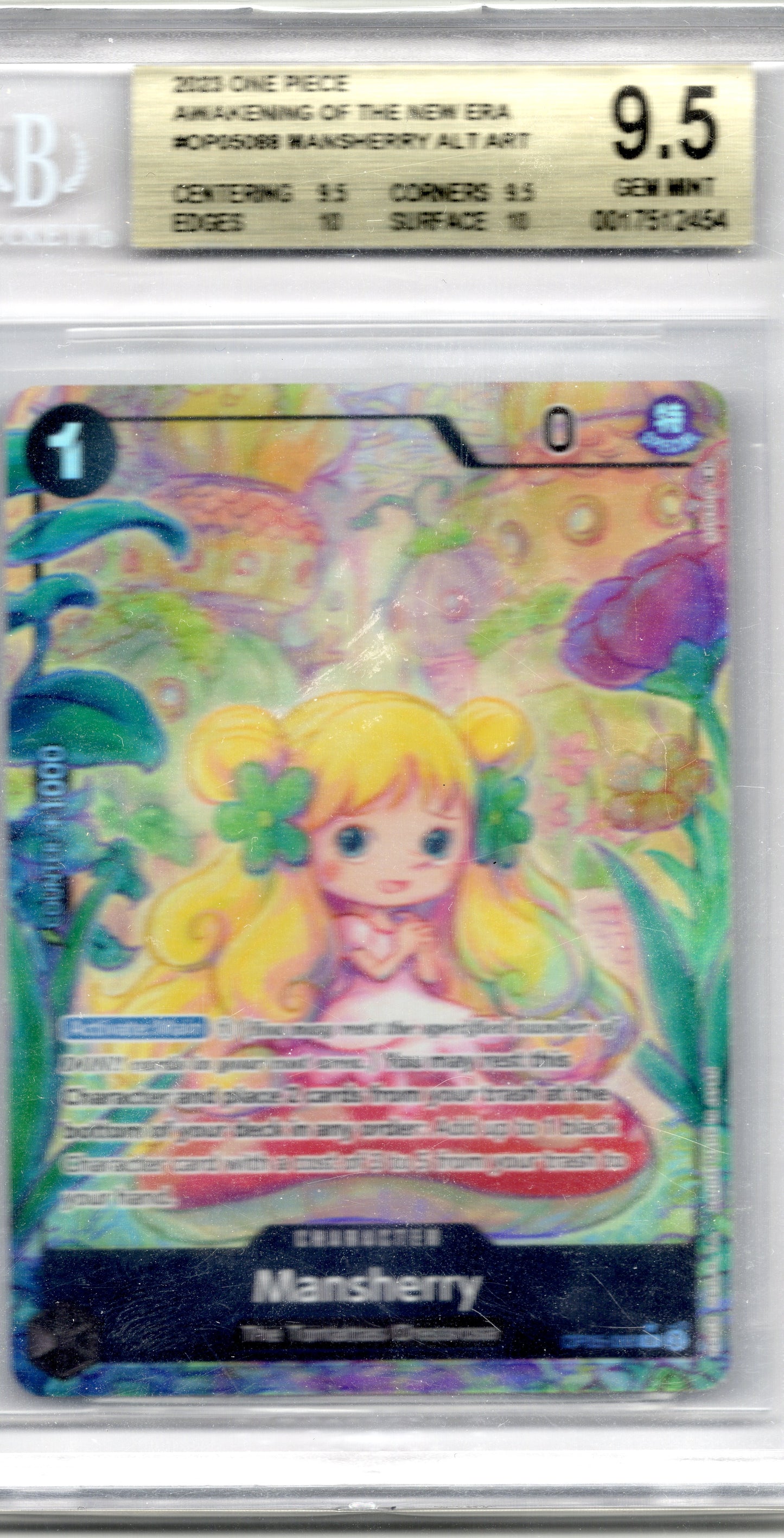 2023 One Piece Awakening of the New Era OP05 088 Mansherry Alt Art BGS 9.5 Gem