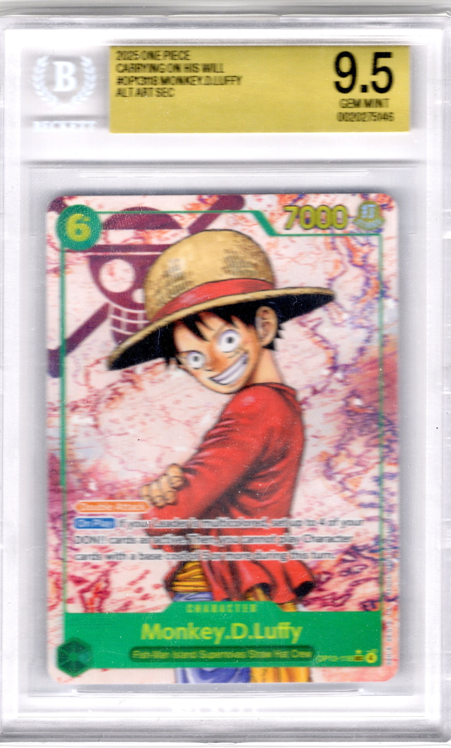 2025 One Piece Carrying On His Will OP07-318 Monkey D. Luffy Alt Art SEC BGS 9.5 Gem Mint