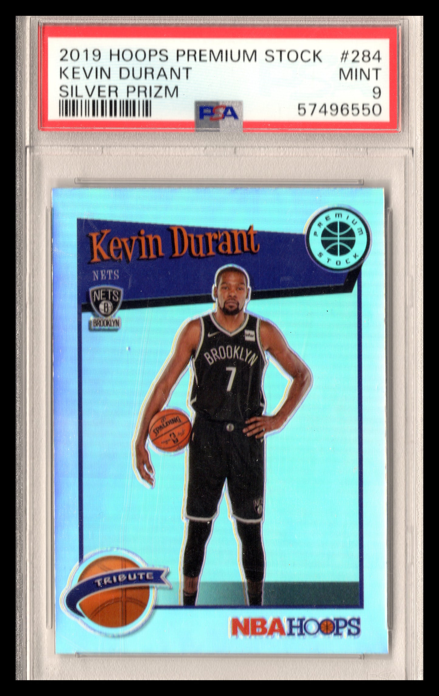 2019-20 Hoops Premium Stock Kevin Durant Silver Prizm #284 PSA 9 - Back