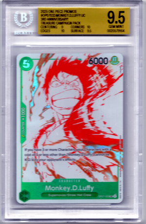 Monkey.D.Luffy UC OP07-033 Promo — BGS 9.5 Gem Mint (One Piece 3rd Anniversary Treasure Campaign Pack)