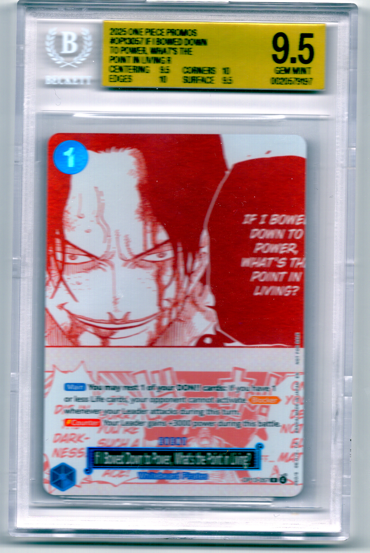 If I Bowed Down to Power, What's the Point in Living? R OP13-057 Promo — BGS 9.5 Gem Mint (One Piece 3rd Anniversary)