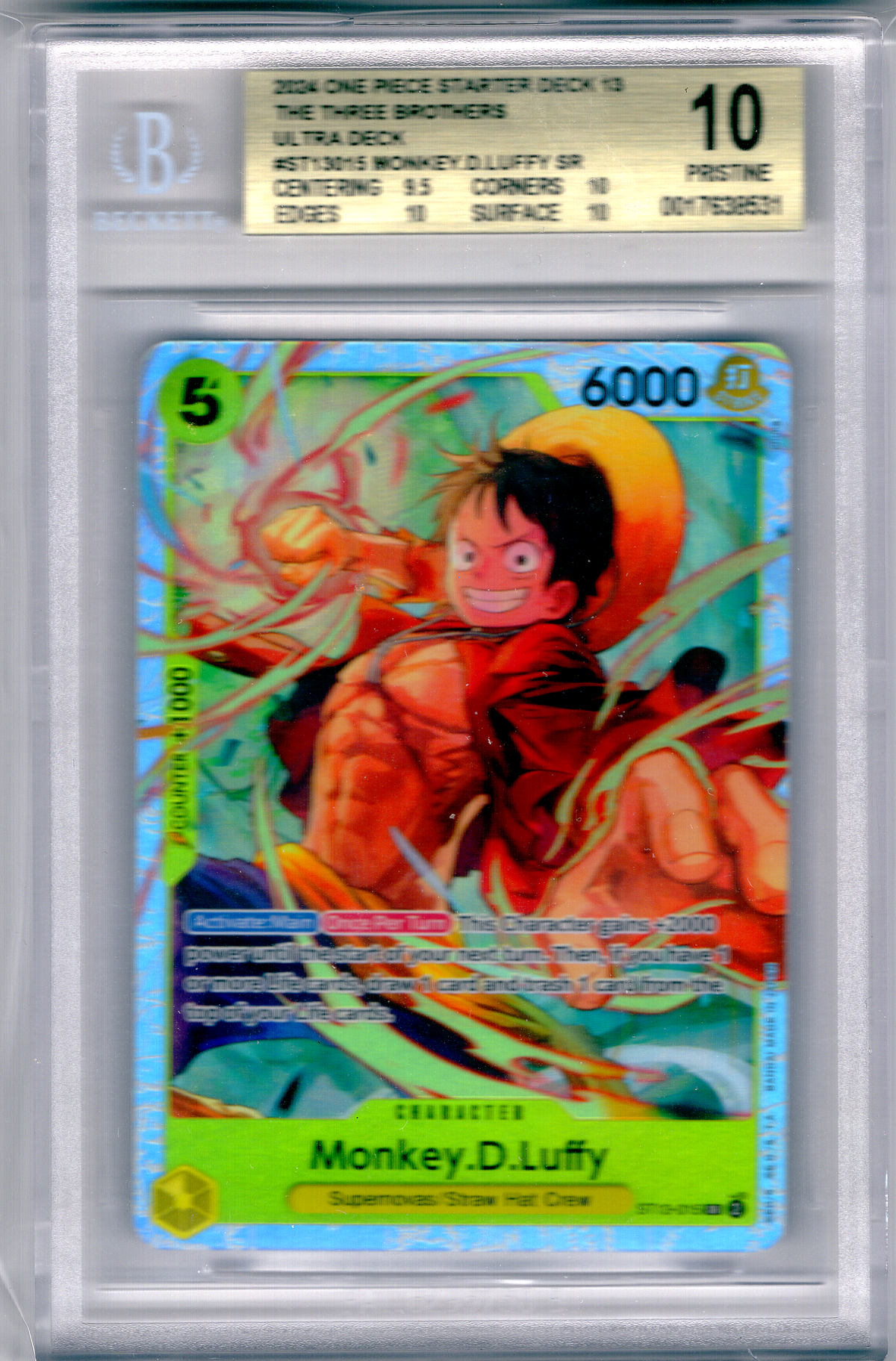 Monkey.D.Luffy SR ST13-015 — BGS 10 Pristine (One Piece Starter Deck 13: The Three Brothers Ultra Deck)