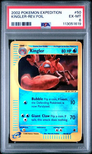 Kingler - 2002 Pokemon Expedition #50/165 Reverse Foil - PSA 6 EX-MT