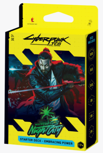 Cyberpunk TCG Welcome to Night City Beta Starter Deck Display – Embracing Power box art
