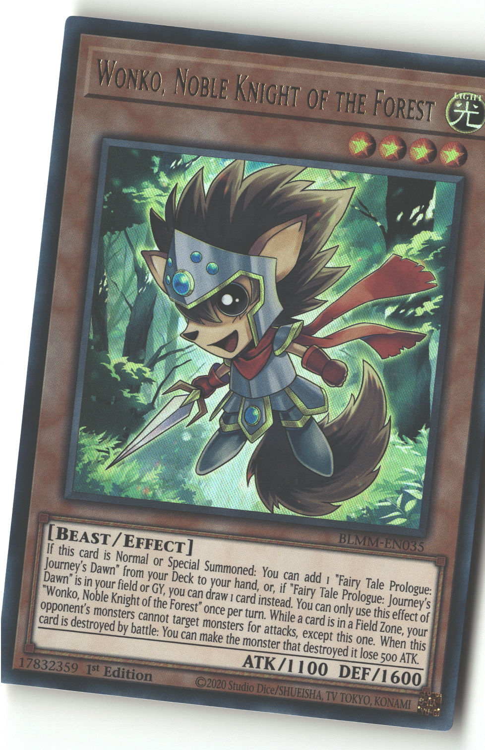 1st Edition Wonko, Noble Knight of the Forest [BLMM-EN035 Lightly Played] Ultra Rare