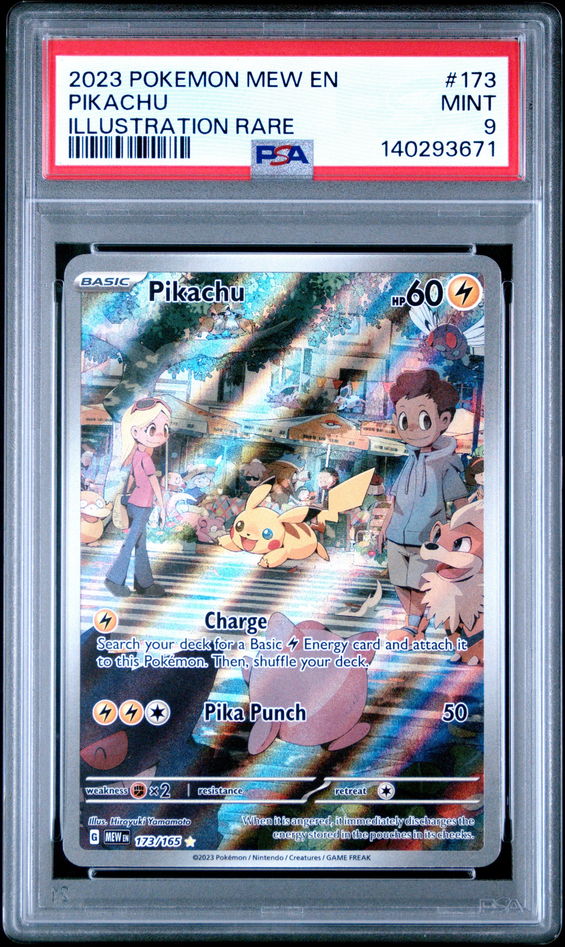 Pikachu 173/165 PSA 9 Illustration Rare - Front
