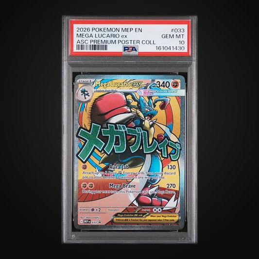 Mega Lucario ex MEP 033 Promo — PSA 10 Gem Mint (Ascended Heroes Premium Poster Collection)