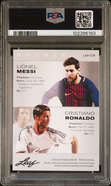 2022 Leaf Multi-Sport Lionel Messi Cristiano Ronaldo Legends #LM-CR PSA 10